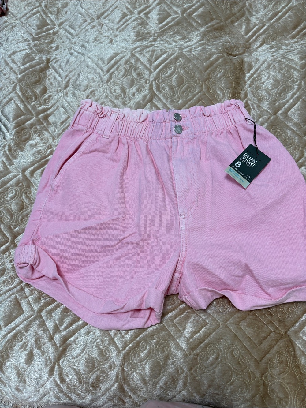 Primark Pink High Waist Paperbag Shorts